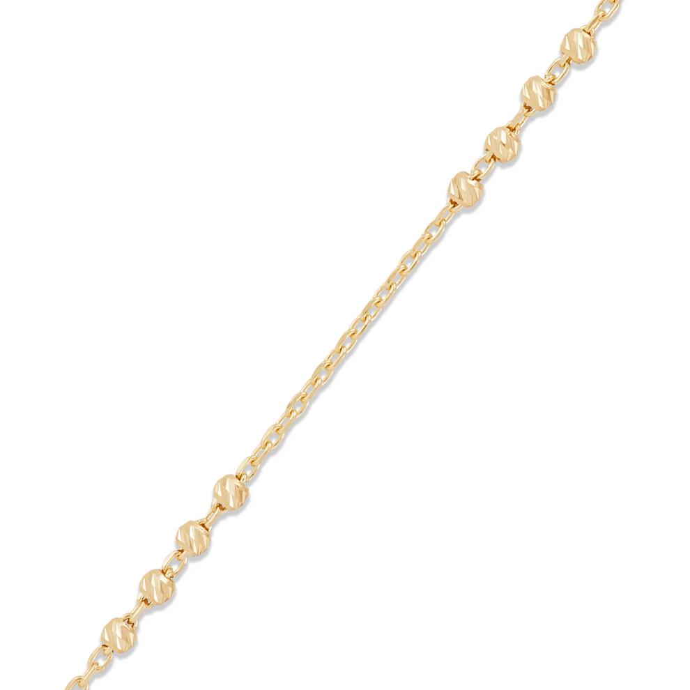 Polished Beaded Station Line Bracelet in 14K Yellow Gold, 7.25" – Image 2 of 3