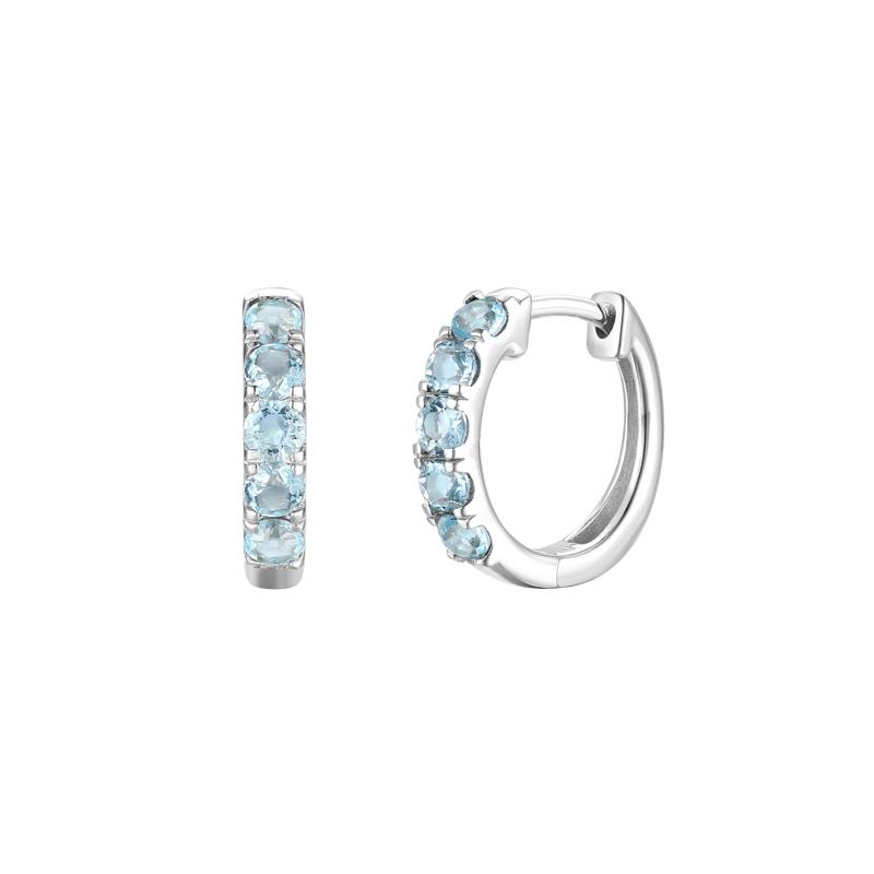 Aquamarine Hoop Earrings in 10K White Gold  – Image 1 of 1