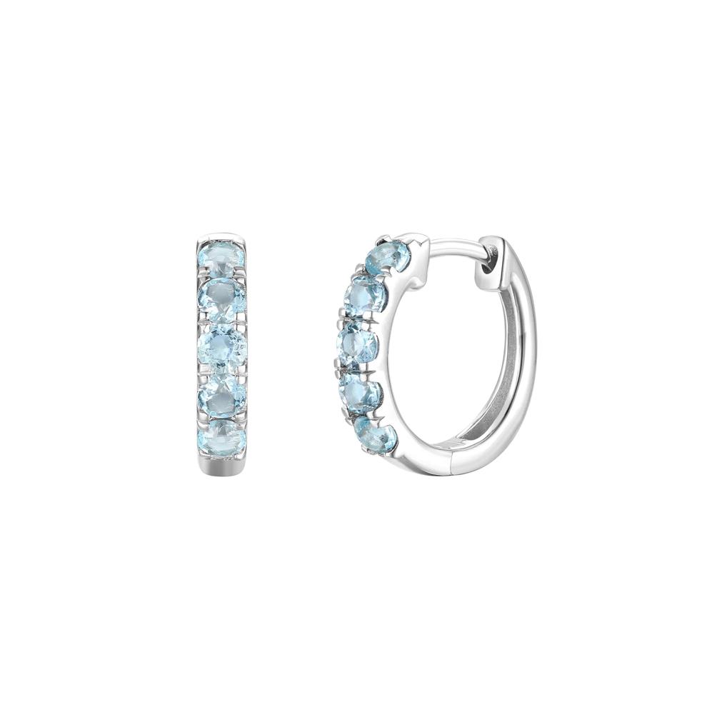 Aquamarine Hoop Earrings in 10K White Gold  – Image 1 of 1