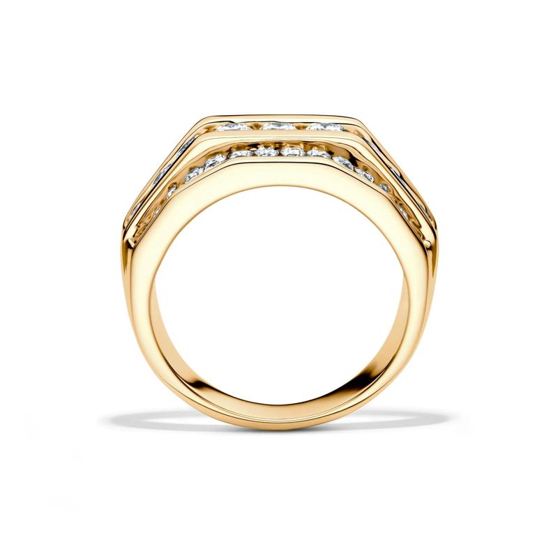 Men&rsquo;s Lab Grown Diamond Wedding Band with Three-Row Setting in 10K Yellow Gold &#40;2 ct. tw.&#41;  – Image 2 of 4