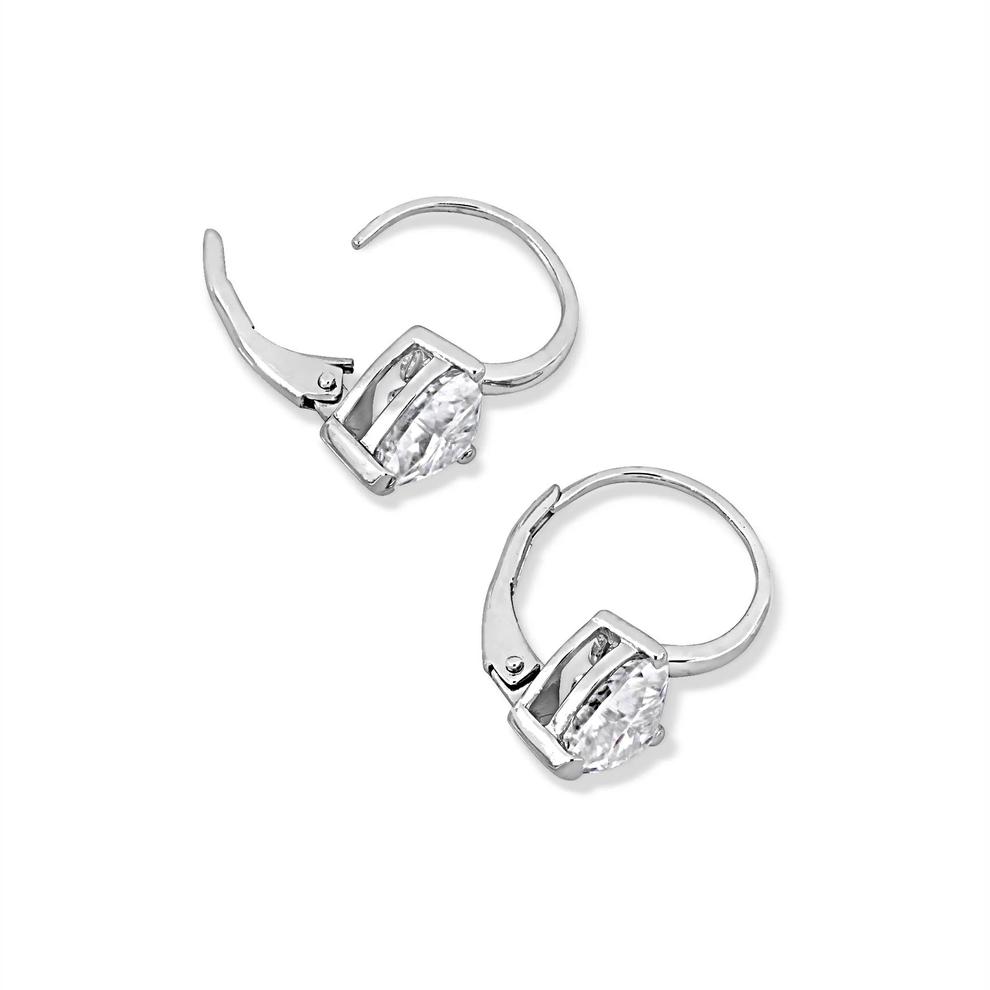 Lab-Created Moissanite Heart Lever-Back Drop Earrings in Sterling Silver (3 ct. dew) – Image 2 of 2