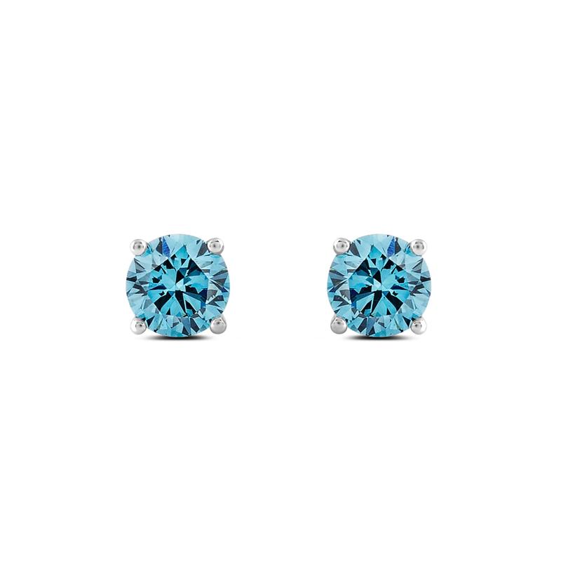 Lab Grown Diamond Blue Stud Earrings in 14K White Gold &#40;1 ct. tw.&#41; – Image 2 of 2