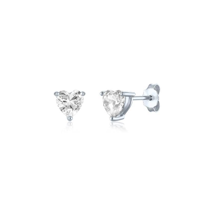 Lab-Created White Sapphire Heart-Shaped Earrings in Sterling Silver – Image 1 of 1