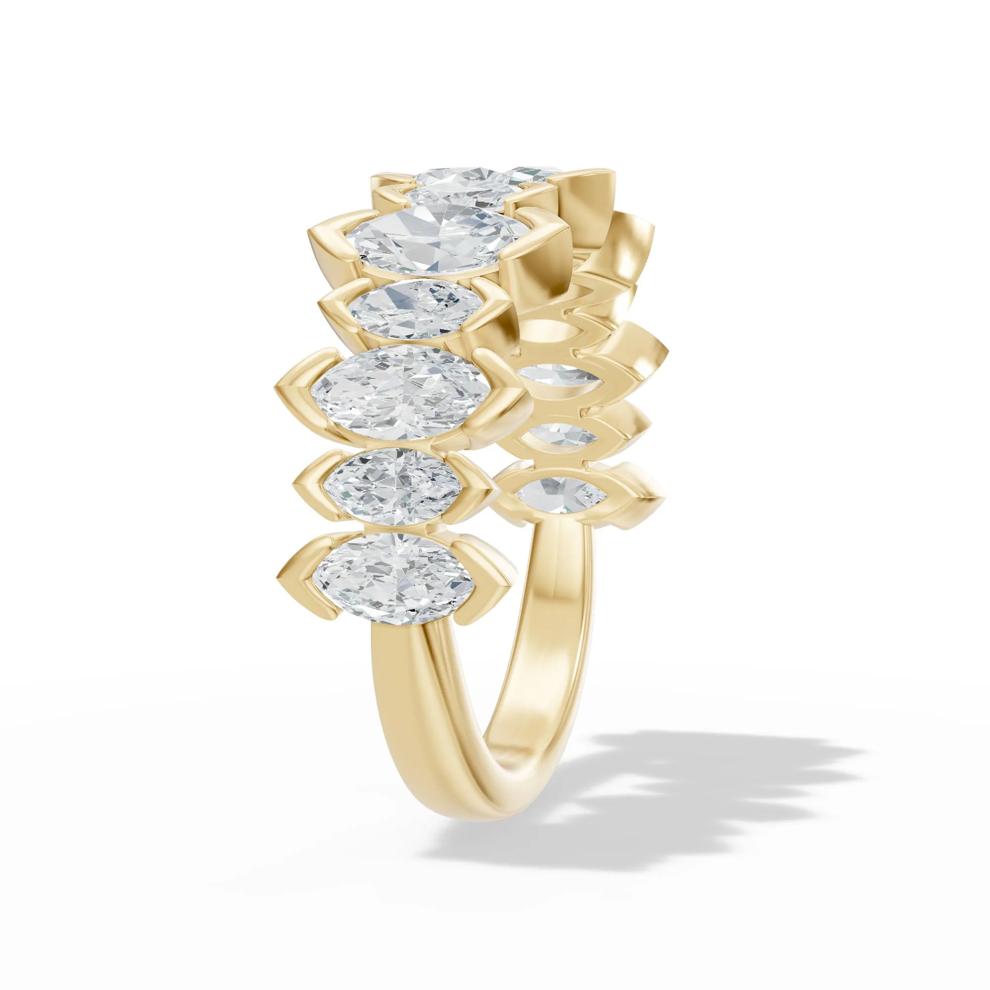 Lab Grown Diamond Marquise Band in 10K Yellow Gold (2 ct. tw.) – Image 3 of 4