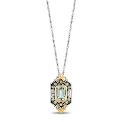 Princess Tiana Green Amethyst, Peridot and Diamond in Sterling Silver and 10K Yellow Gold (1/10 ct. tw.)