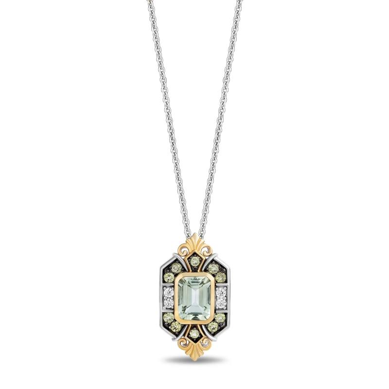 Princess Tiana Green Amethyst, Peridot and Diamond in Sterling Silver and 10K Yellow Gold &#40;1/10 ct. tw.&#41; – Image 1 of 3