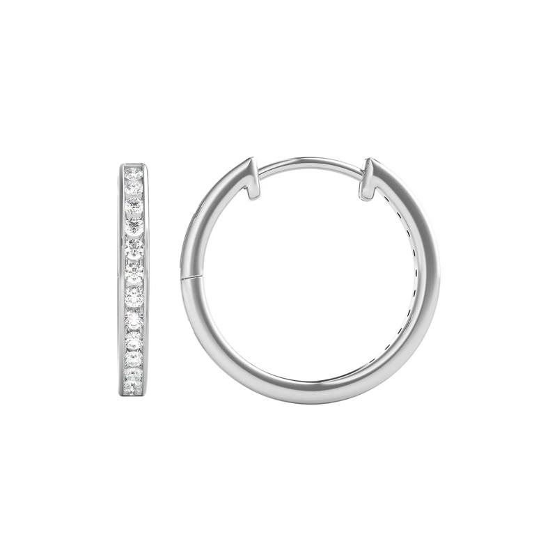 1/4 ct. tw. Diamond Hoop Earrings in 10K White Gold – Image 2 of 3