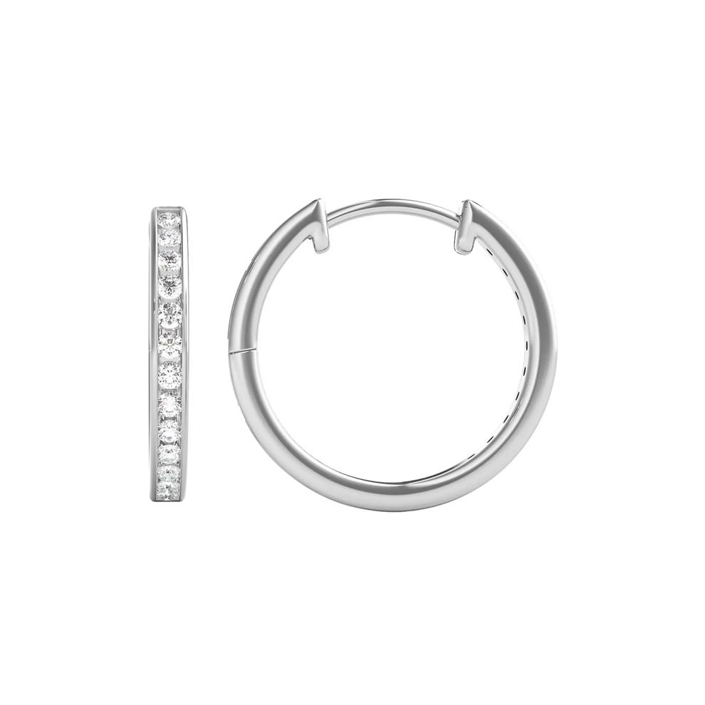 1/4 ct. tw. Diamond Hoop Earrings in 10K White Gold – Image 2 of 3