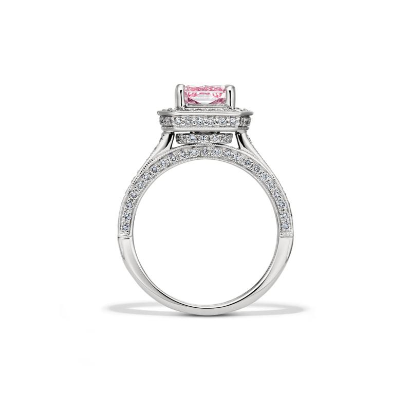 Rose Pink and White Lab Grown Diamond Ring in 14K White and Yellow Gold &#40;3 ct. tw.&#41; – Image 2 of 4