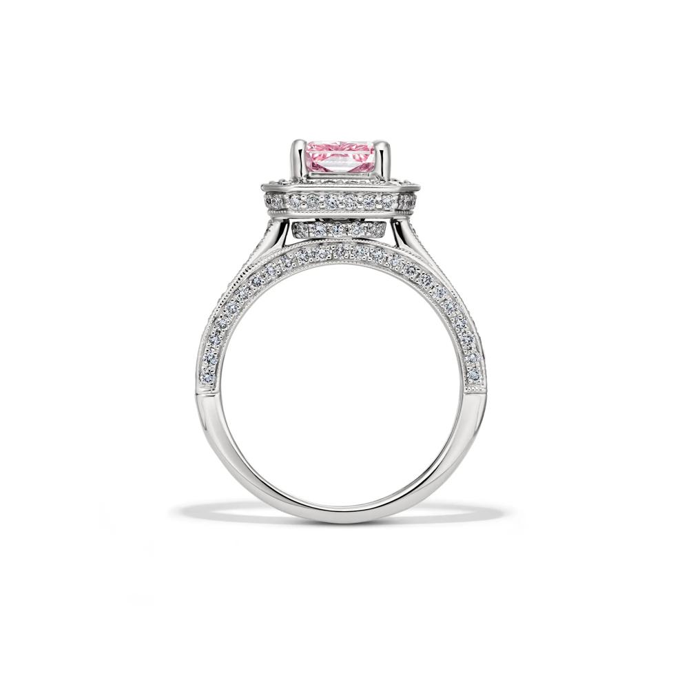 Rose Pink and White Lab Grown Diamond Ring in 14K White and Yellow Gold (3 ct. tw.) – Image 2 of 4