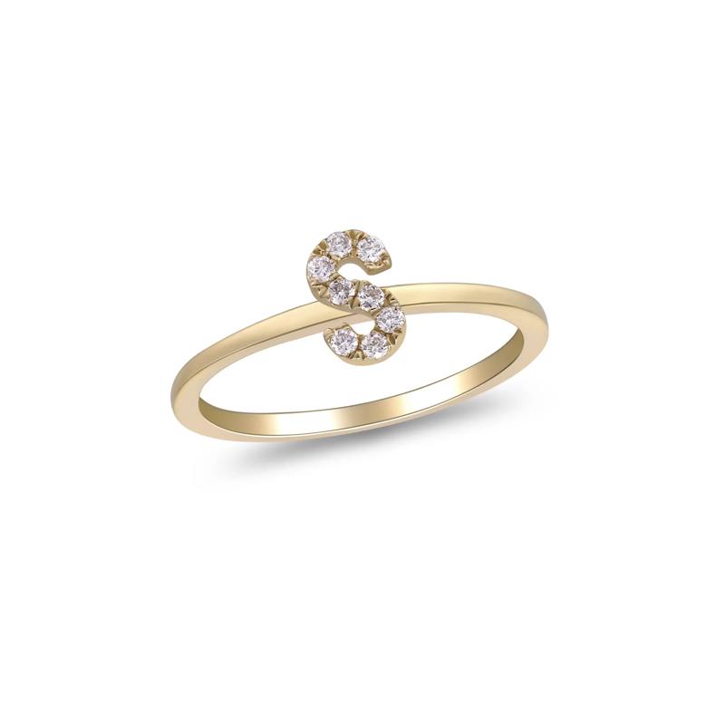 Diamond Accent "S" Initial Ring in 10K Yellow Gold – Image 4 of 5