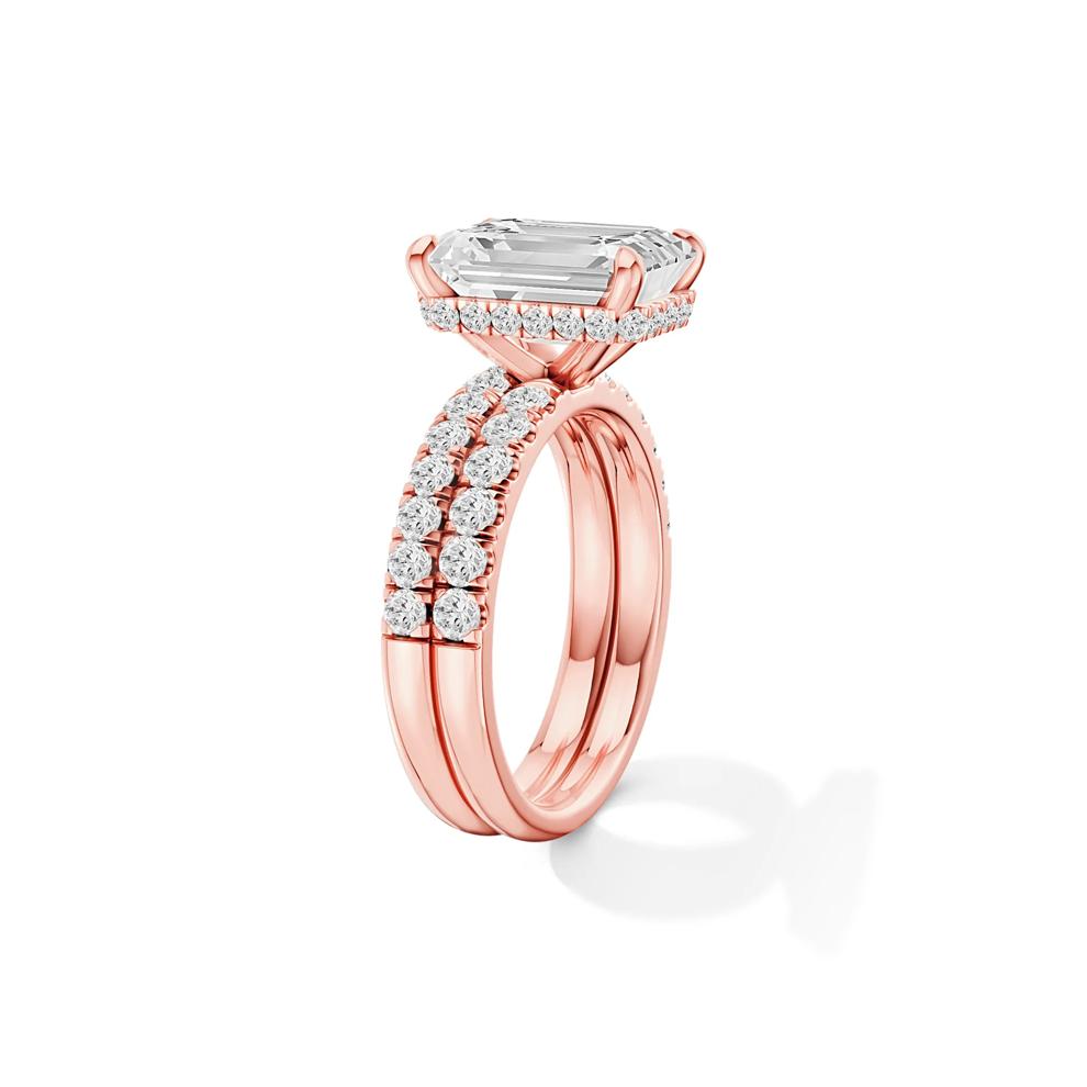 Lab Grown Diamond Emerald-Cut Bridal Set in 14K Rose Gold (5 ct. tw.) – Image 3 of 6