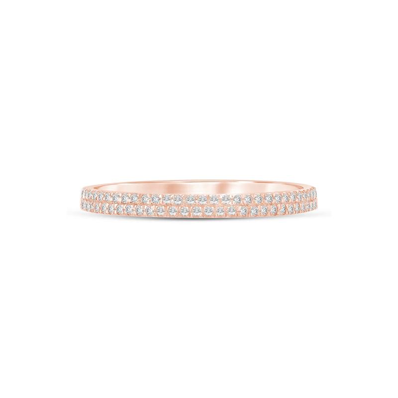 Diamond Double Row Stack Band in 10K Rose Gold &#40;1/8 ct. tw.&#41; – Image 1 of 3
