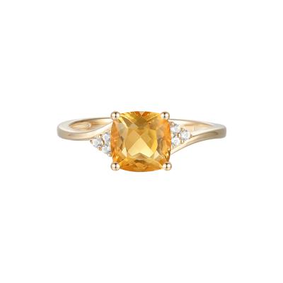 Citrine and Diamond Accent Ring in 10K Yellow Gold