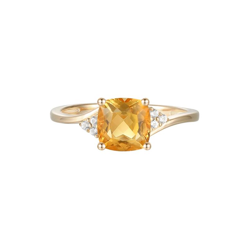 Citrine and Diamond Accent Ring in 10K Yellow Gold – Image 1 of 3
