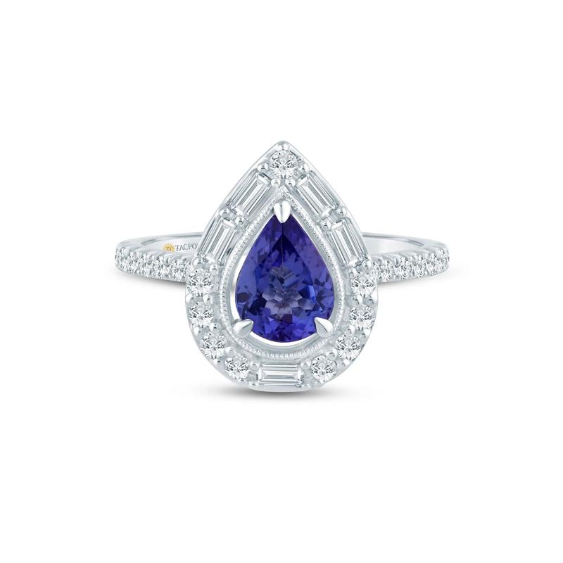 Tanzanite and Lab Grown Diamond Wedding Band in 14K White &amp; Yellow Gold &#40;1/2 ct. tw.&#41; – Image 1 of 3