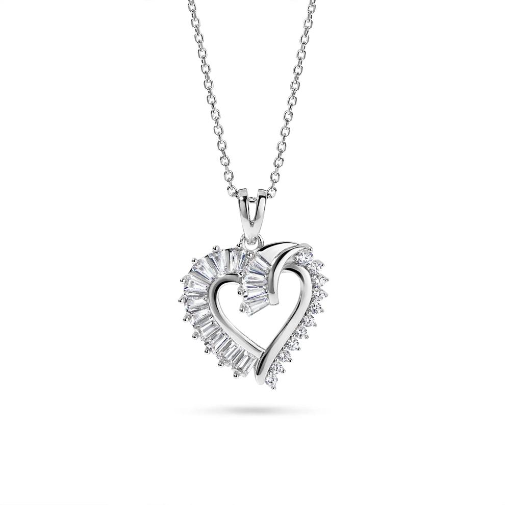 Lab-Created White Sapphire Heart Swirl Pendant Necklace in Sterling Silver – Image 1 of 4