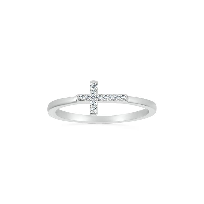Diamond Accent Cross Ring in Sterling Silver – Image 4 of 5