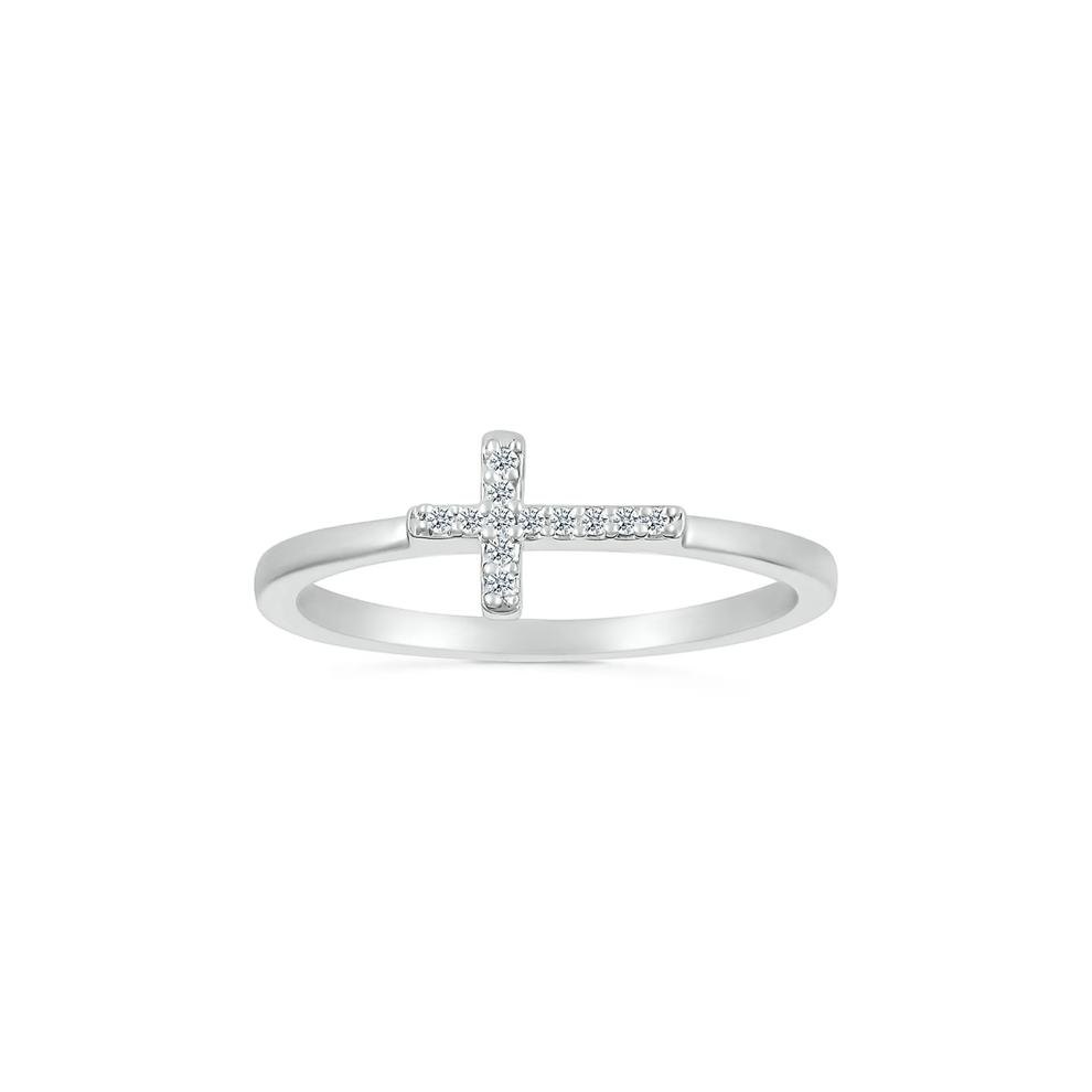 Diamond Accent Cross Ring in Sterling Silver – Image 4 of 5