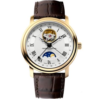 Men's Classics Heart Beat Moonphase Date Watch With Brown Leather Strap