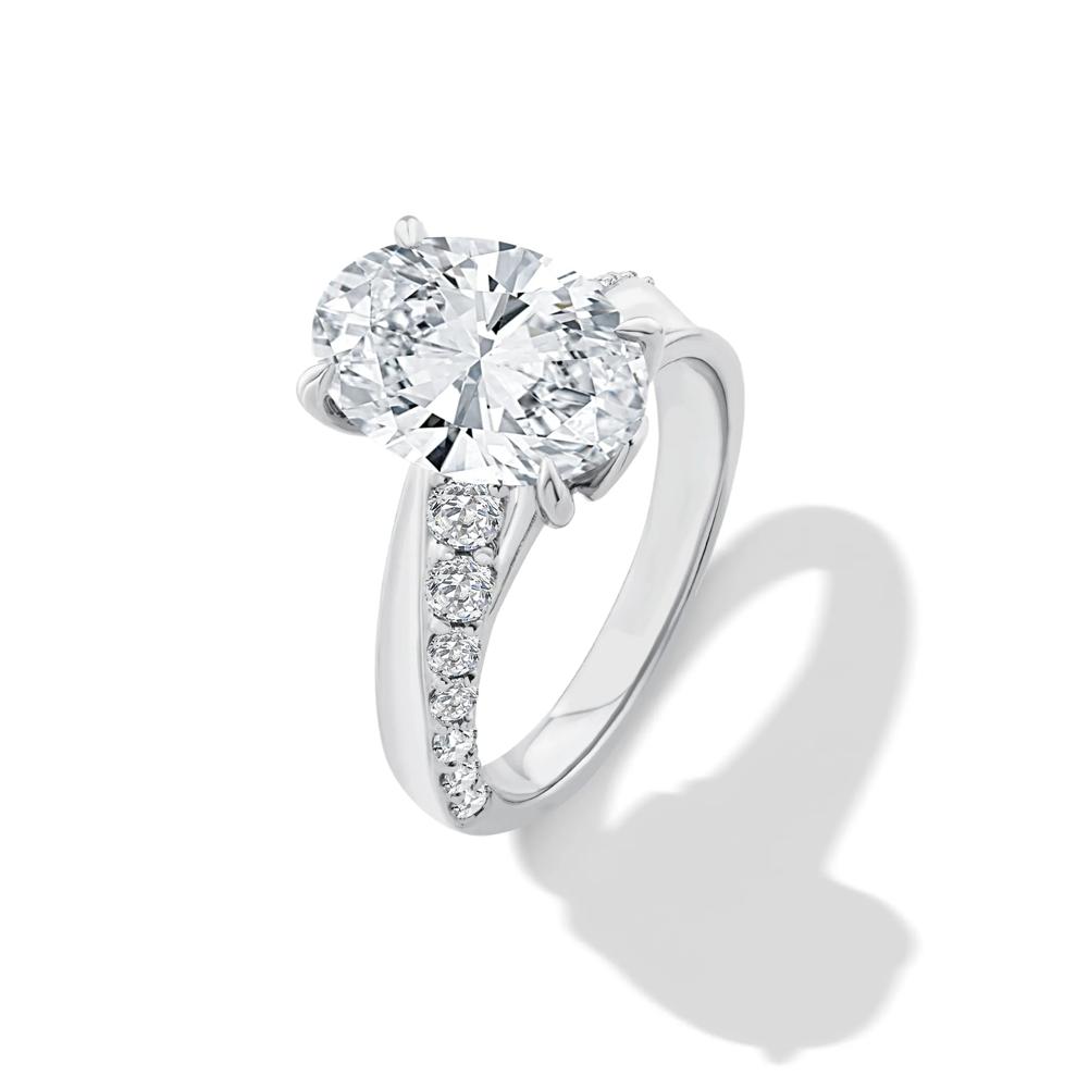 Lab Grown Diamond Oval Engagement Ring in Platinum (4 1/2 ct. tw.) – Image 4 of 4