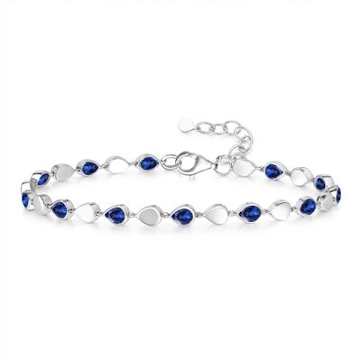 Pear-Shaped Gemstone Bracelet in Sterling Silver, 7"