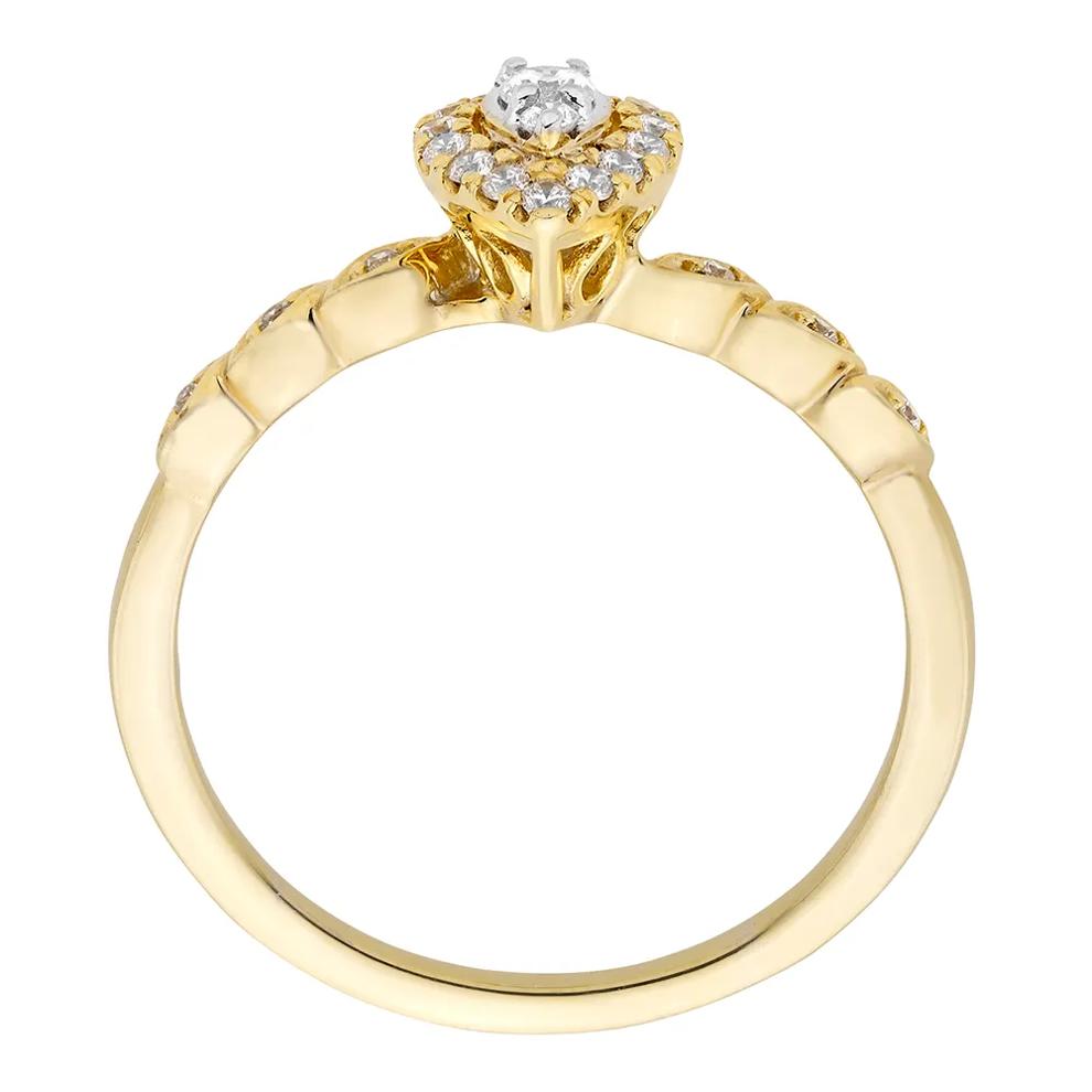 Pear-Shaped Diamond Promise Ring with Halo in 10K Yellow Gold (1/5 ct. tw.)  – Image 2 of 3