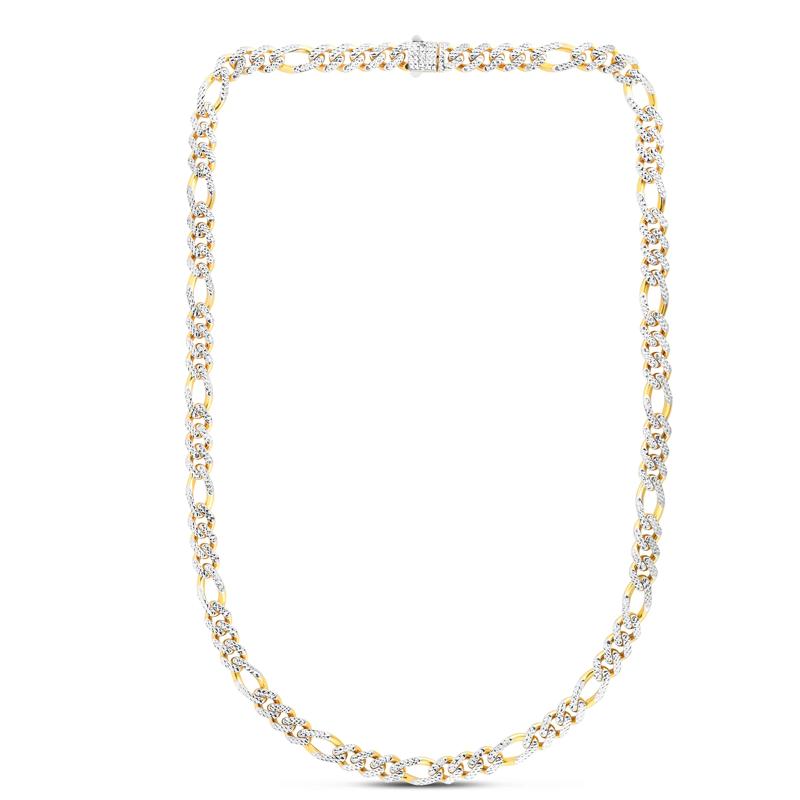 Monaco Figaro Pave Chain in 14K Yellow and White Gold, 8MM, 22&quot; – Image 1 of 3