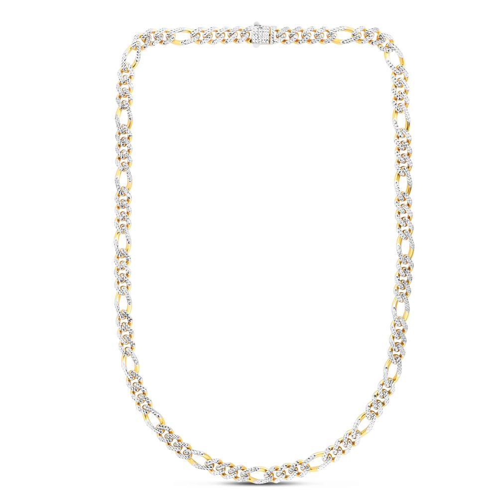 Monaco Figaro Pave Chain in 14K Yellow and White Gold, 8MM, 22" – Image 1 of 3