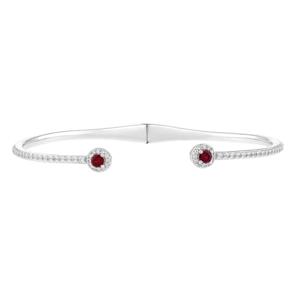 Lab-Created Ruby and Lab-Created White Sapphire Bangle Bracelet in Sterling Silver – Image 1 of 2