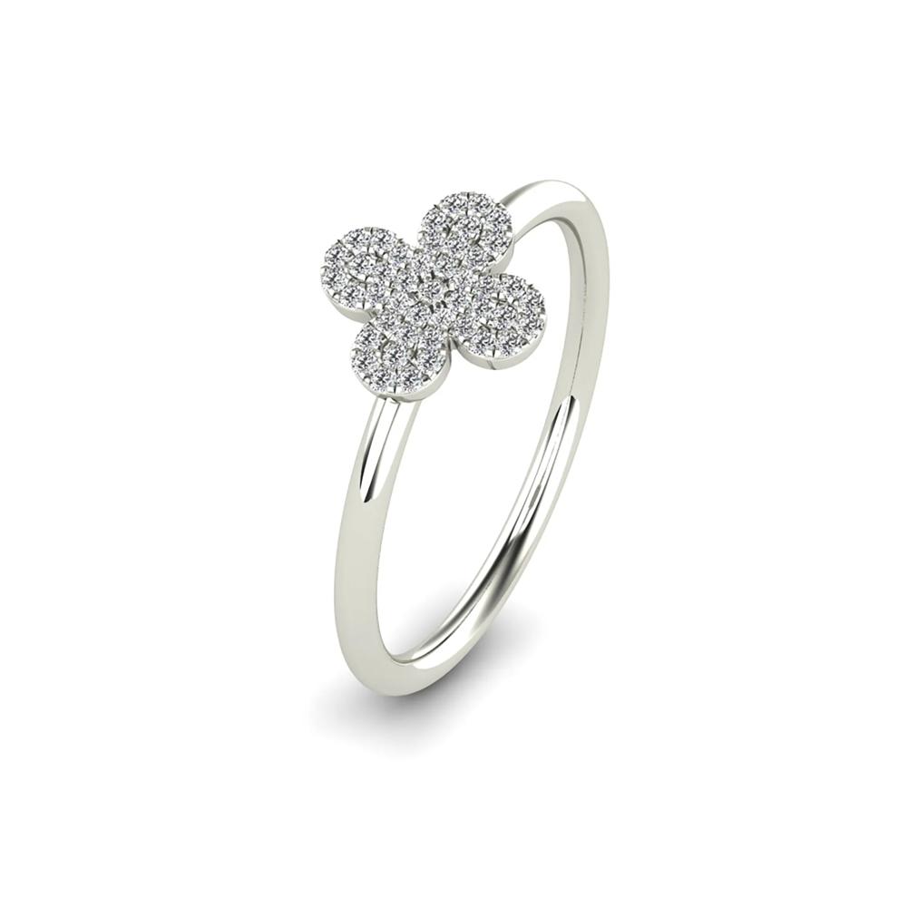 Diamond Clover Ring in 10K White Gold (1/10 ct. tw.) – Image 4 of 4