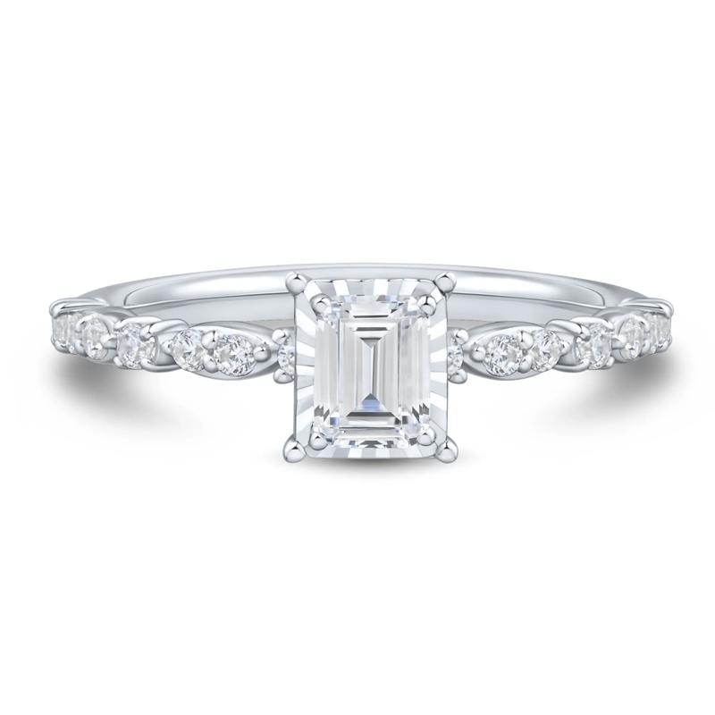 Lab Grown Diamond Emerald-Cut Promise Ring in 10K White Gold &#40;1/2 ct. tw.&#41; – Image 1 of 3