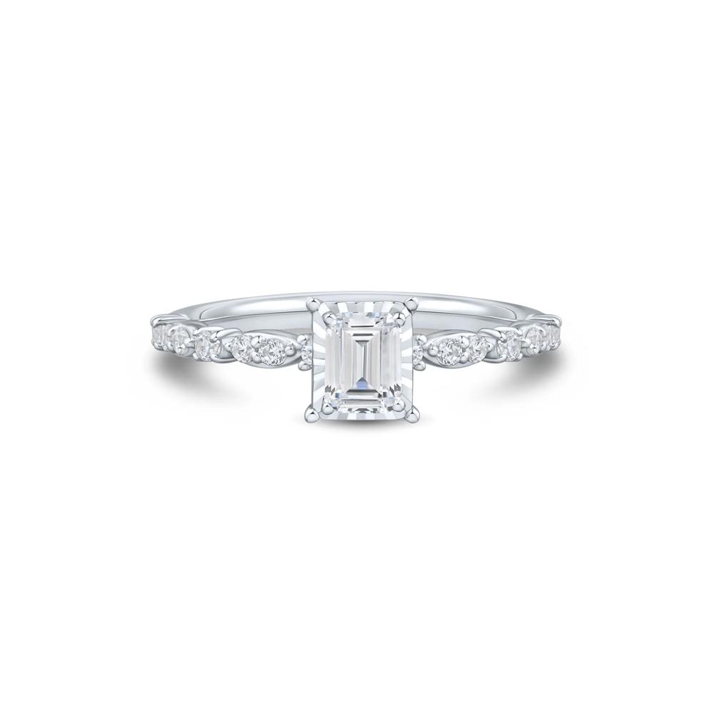 Lab Grown Diamond Emerald-Cut Promise Ring in 10K White Gold (1/2 ct. tw.) – Image 1 of 3