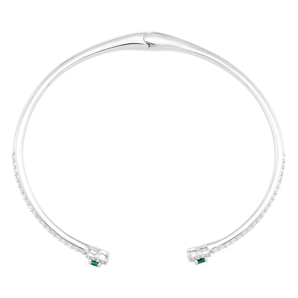 Lab-Created Emerald and Lab-Created White Sapphire Bangle Bracelet in Sterling Silver – Image 2 of 2