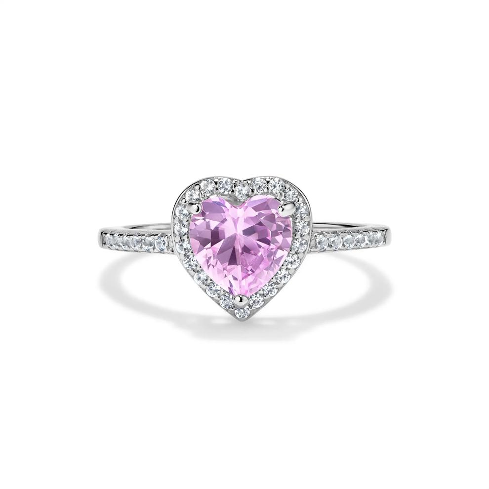 Lab-Created Pink &amp; White Sapphire Heart Ring, Earrings, &amp; Pendant Boxed Set in Sterling Silver – Image 2 of 4