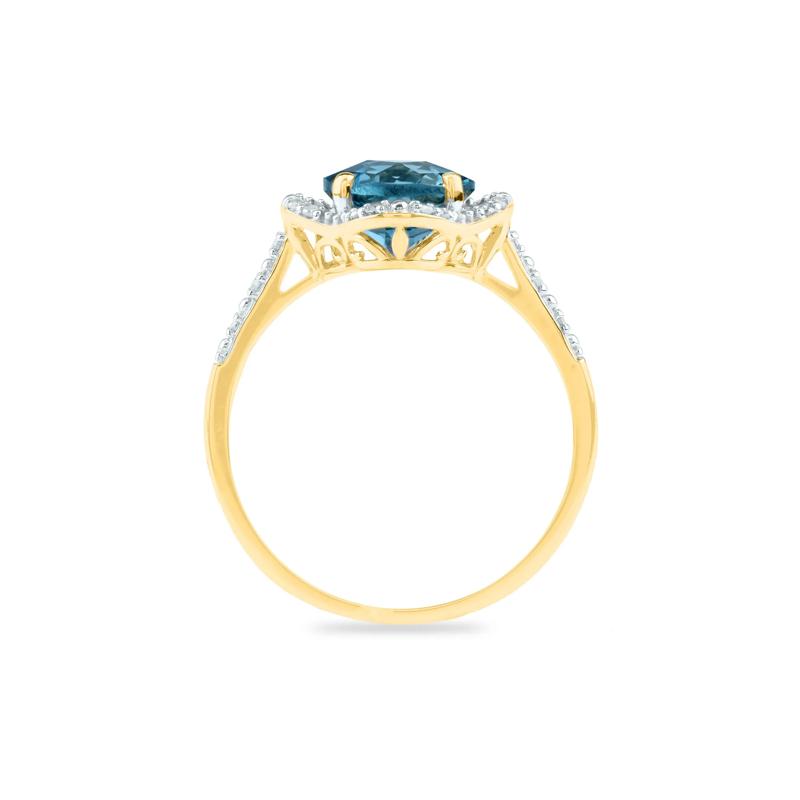 Checkerboard-Cut London Blue Topaz Ring in 10K Yellow Gold &#40;1/10 ct. tw.&#41; – Image 2 of 3
