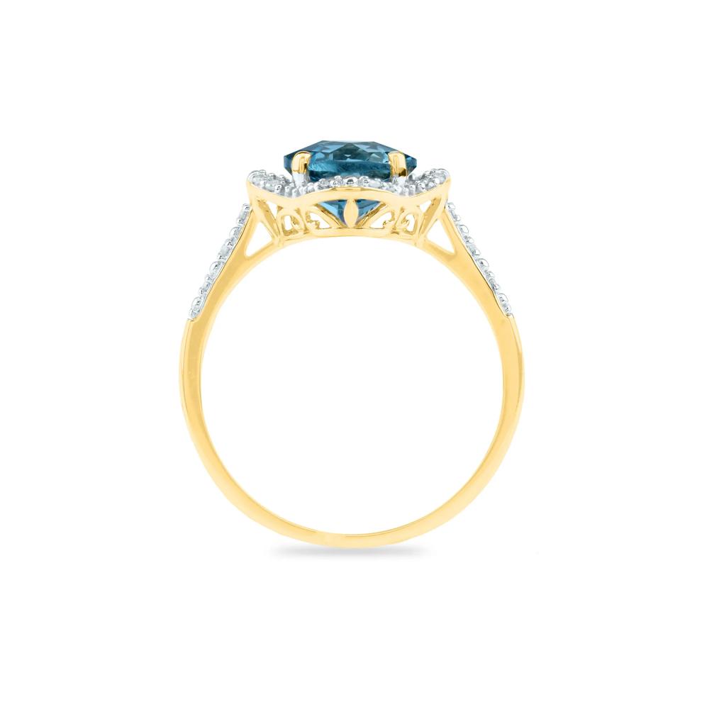 Checkerboard-Cut London Blue Topaz Ring in 10K Yellow Gold (1/10 ct. tw.) – Image 2 of 3