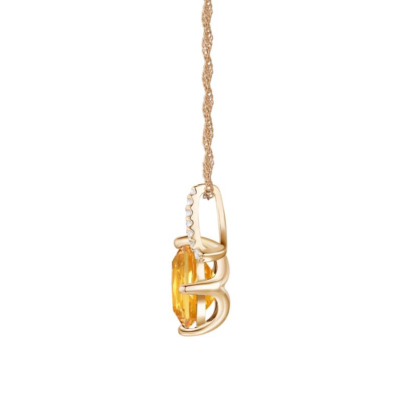 Citrine and Diamond Accent Pendant in 10K Yellow Gold – Image 2 of 3
