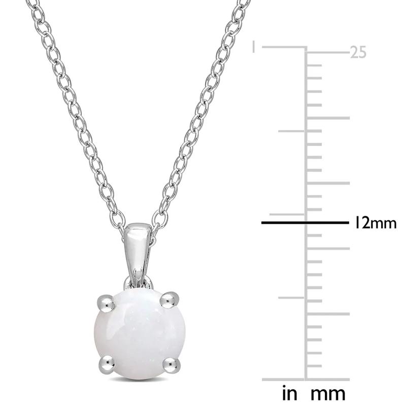 Opal Solitaire Pendant in Sterling Silver  – Image 3 of 4