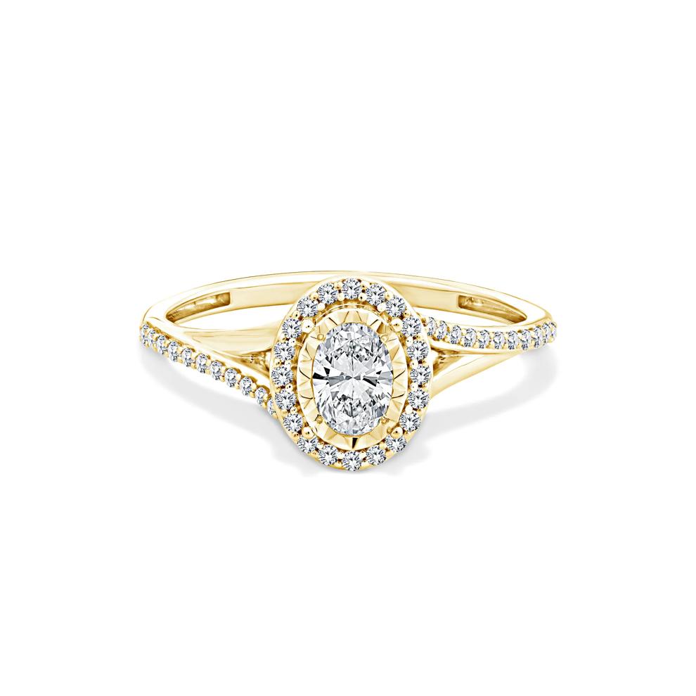 Lab Grown Diamond Oval Illusion Split-Shank Promise Ring in 10K Gold (1/2 ct. tw.) – Image 1 of 1