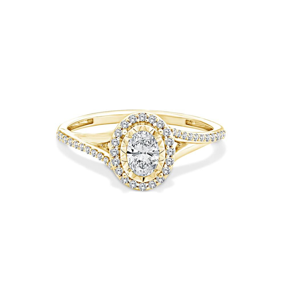 Lab Grown Diamond Oval Illusion Split-Shank Promise Ring in 10K Yellow Gold (1/2 ct. tw.) – Image 1 of 4