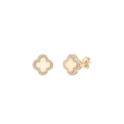 Diamond Clover Stud Earrings in 10K Yellow Gold (1/7 ct. tw.)