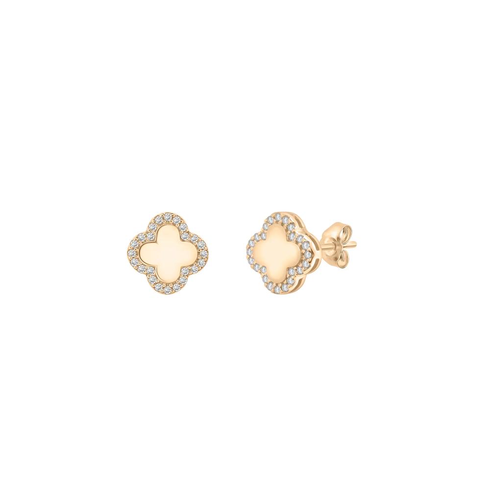 Diamond Clover Stud Earrings in 10K Yellow Gold (1/7 ct. tw.) – Image 1 of 1