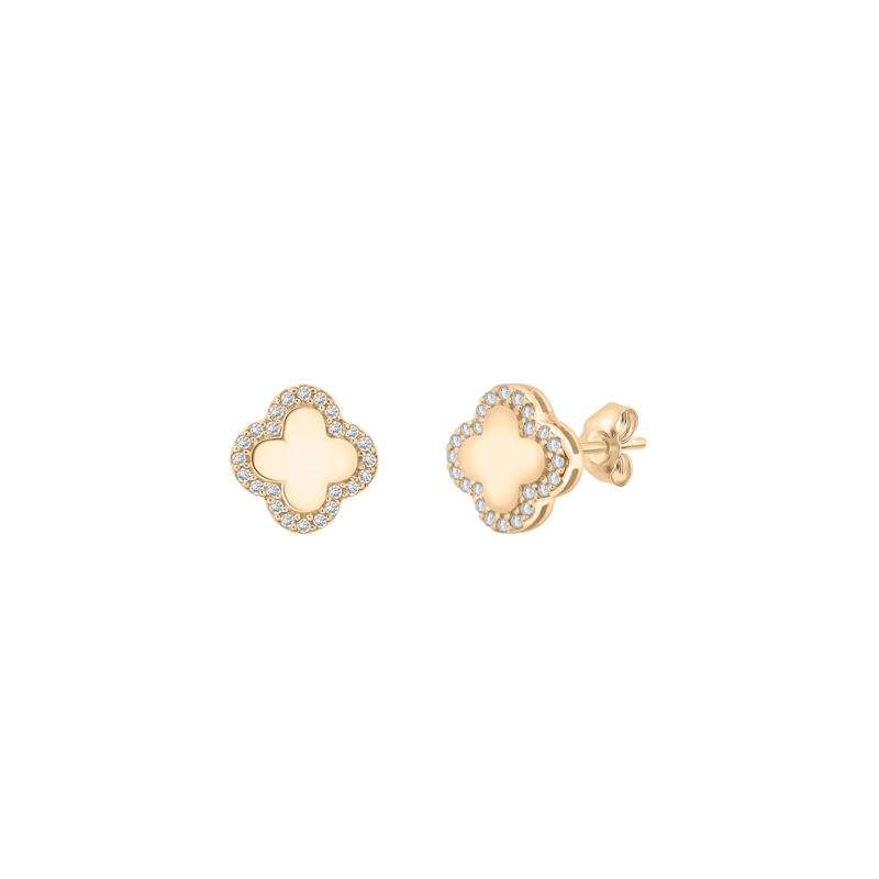 Diamond Quatrefoil Stud Earrings in 10K Yellow Gold &#40;1/7 ct. tw.&#41; – Image 1 of 1