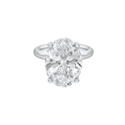Lab Grown Diamond Oval Solitaire Ring in 14K White Gold (10 ct.)
