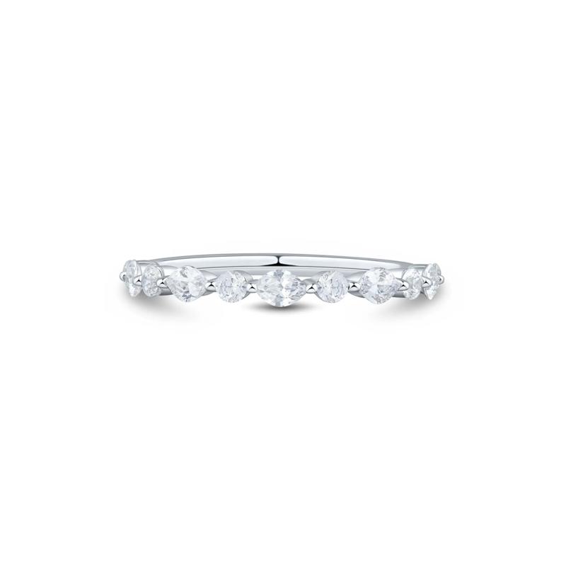 Lab Grown Marquise and Round Diamond Band in 10K White Gold &#40;1/2 ct. tw.&#41; – Image 1 of 3