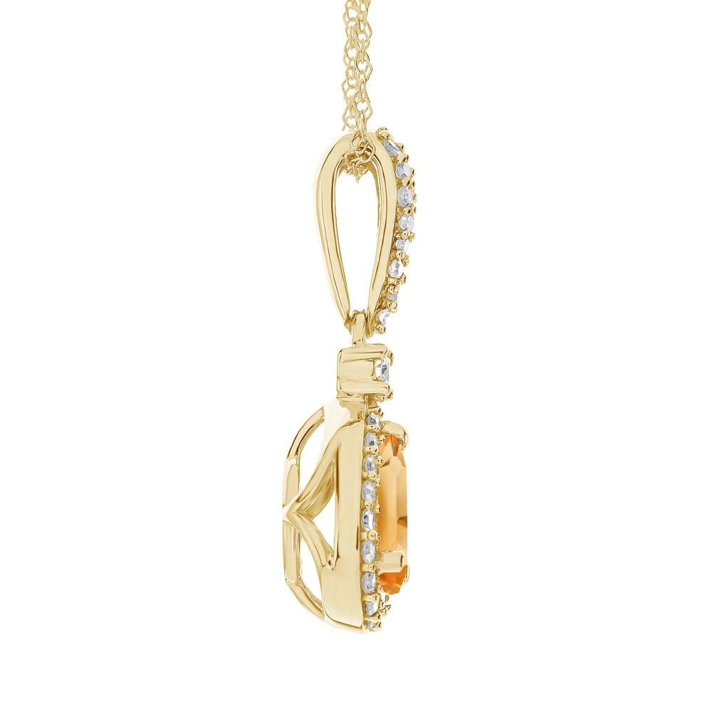 Citrine and Diamond Pendant in 10K Yellow Gold (1/5 ct. tw.) – Image 2 of 3