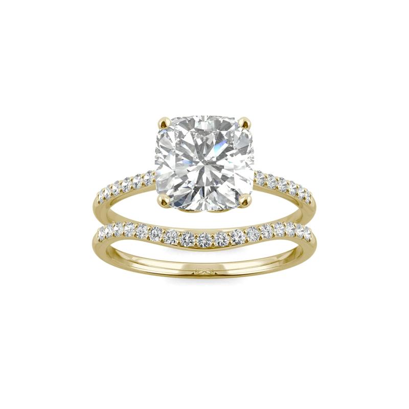 Cushion-Cut Moissanite Ring Set in 14K Yellow Gold &#40;2 5/8 ct. dew&#41; – Image 1 of 6
