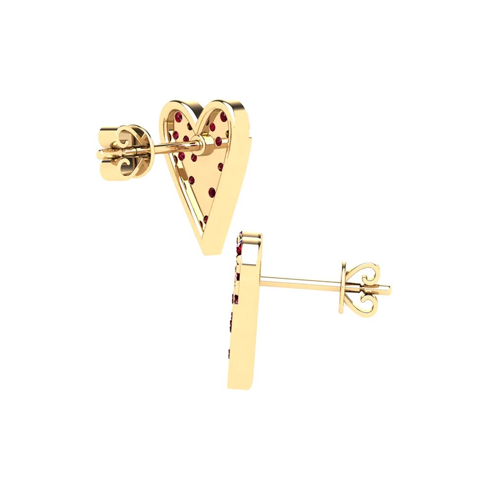 Scattered Ruby Heart Stud Earrings in 14K Yellow Gold – Image 2 of 2