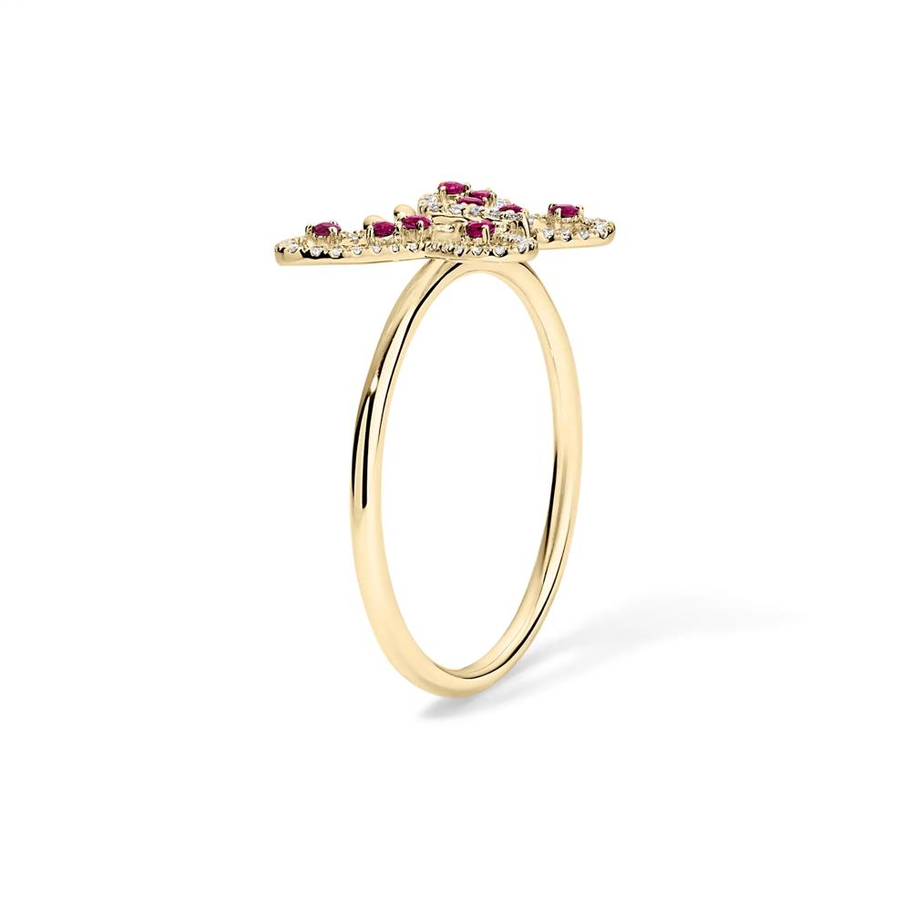 Ruby &amp; Diamond Butterfly Ring in 14K Yellow Gold (1/10 ct. tw.) – Image 3 of 4
